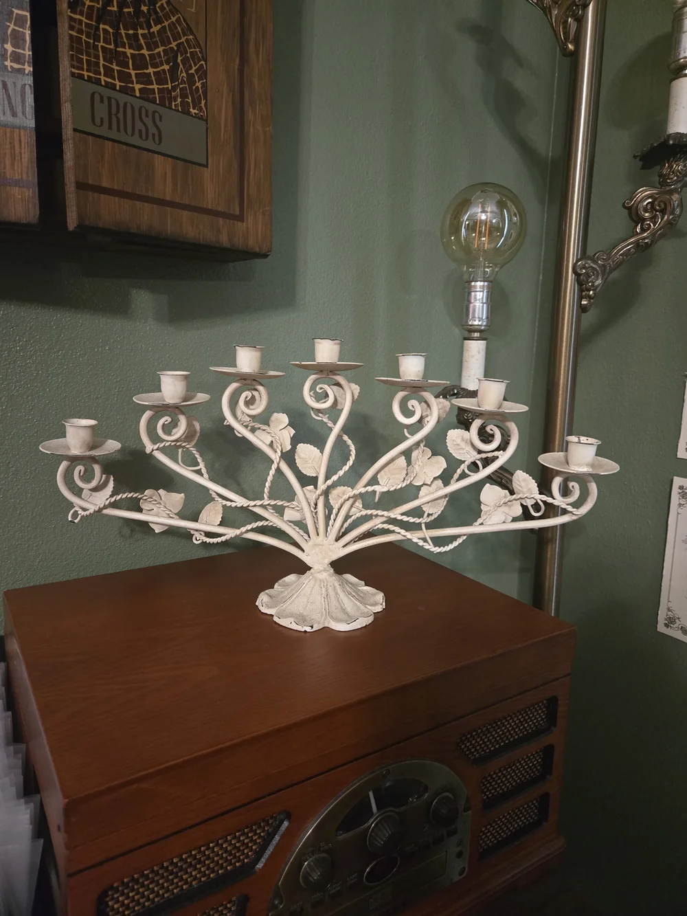 Vibtage Italian Tole Floral Metal Candelabra